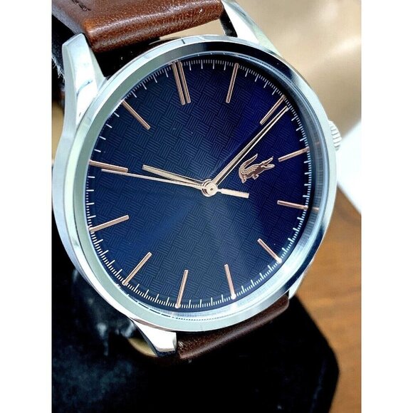 Lacoste Men's Watch 2011046 Vienna Quartz Blue Dial Brown Leather Band 4… - Picture 1 of 13